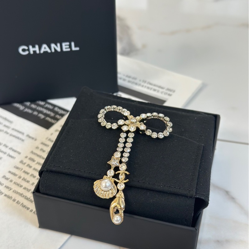 全新正品✨櫃上新款Chanel 香奈兒25C海洋系列蝴蝶結貝殼流蘇星星垂墜式胸針-3