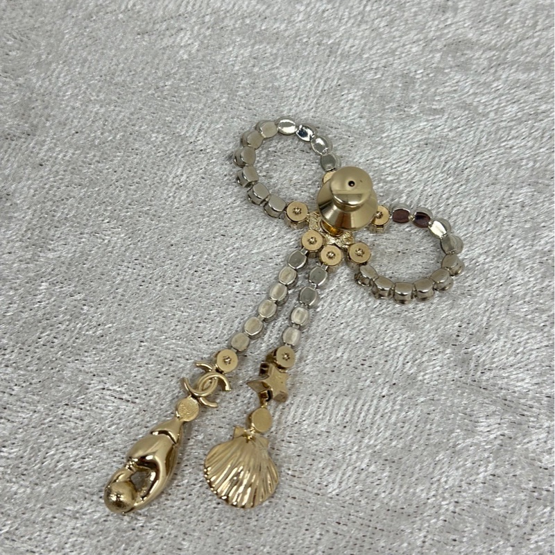全新正品✨櫃上新款Chanel 香奈兒25C海洋系列蝴蝶結貝殼流蘇星星垂墜式胸針-6