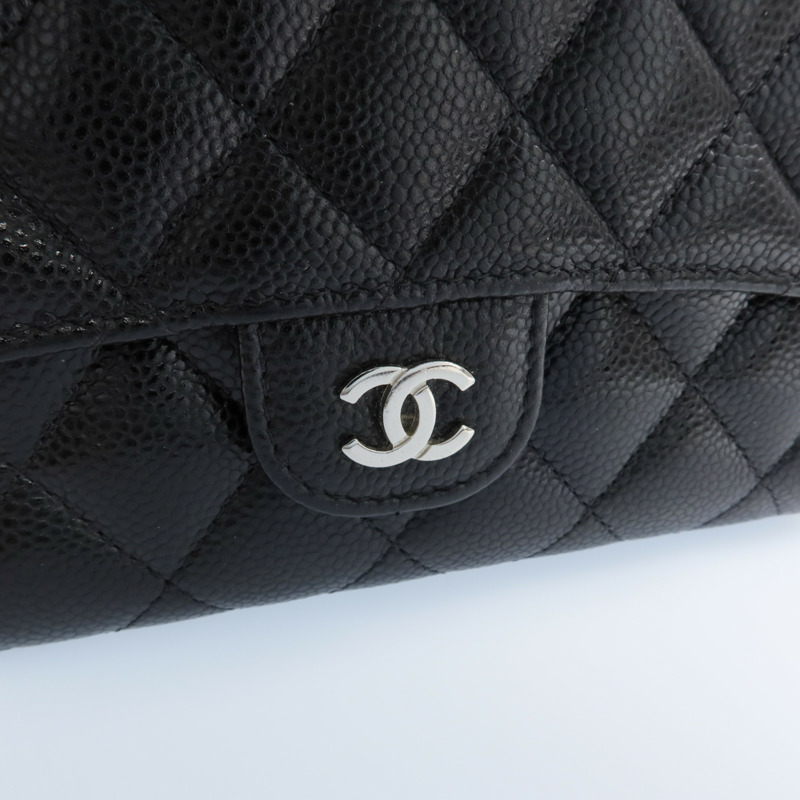 CHANEL 牛皮皮革Wallet銀扣長錢包-10