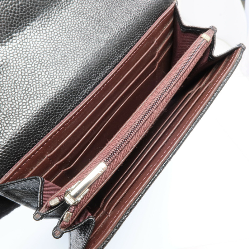 CHANEL 牛皮皮革Wallet銀扣長錢包-11