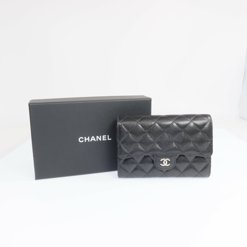 CHANEL 牛皮皮革Wallet銀扣長錢包-17