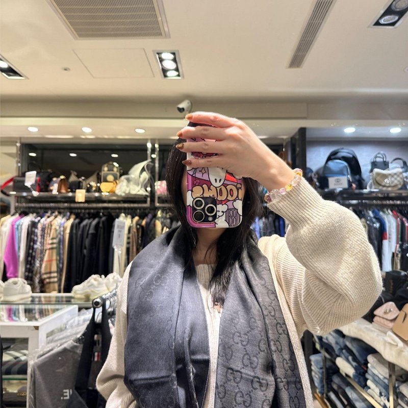 💎Han's house精品服飾💎GUCCI 古馳  圍巾 絲巾 披肩 雙面用 181×46cm-2