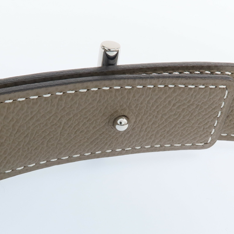 HERMES Epsom/Swift皮革Lagune Belt(70cm)銀扣皮帶Black/Etoupe-4