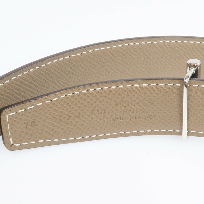 HERMES Epsom/Swift皮革Lagune Belt(70cm)銀扣皮帶Black/Etoupe-6