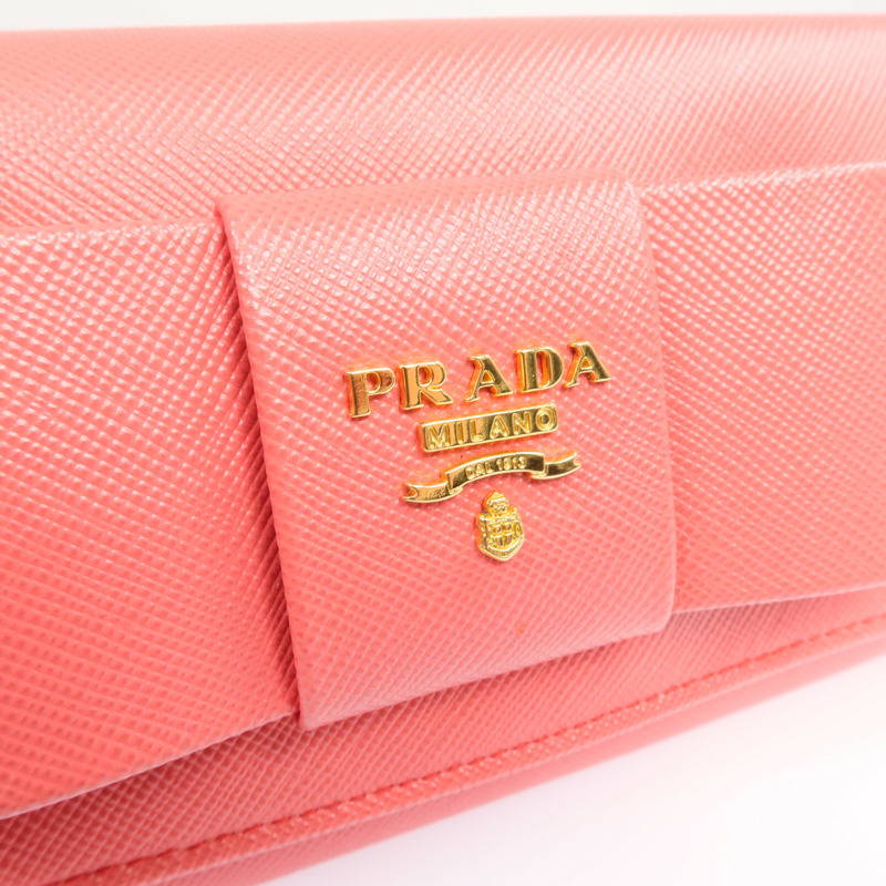 PRADA Saffiano皮革Long Wallet金扣長錢包-10