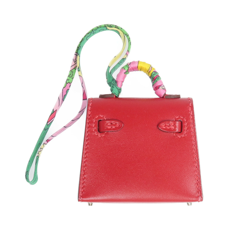 HERMES Tadelakt皮革Kelly Bag Charm 銀扣掛飾-2