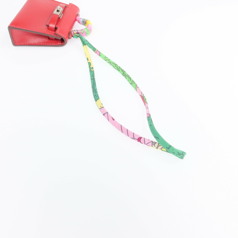 HERMES Tadelakt皮革Kelly Bag Charm 銀扣掛飾-5