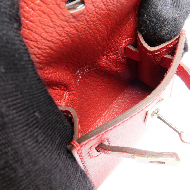 HERMES Tadelakt皮革Kelly Bag Charm 銀扣掛飾-7