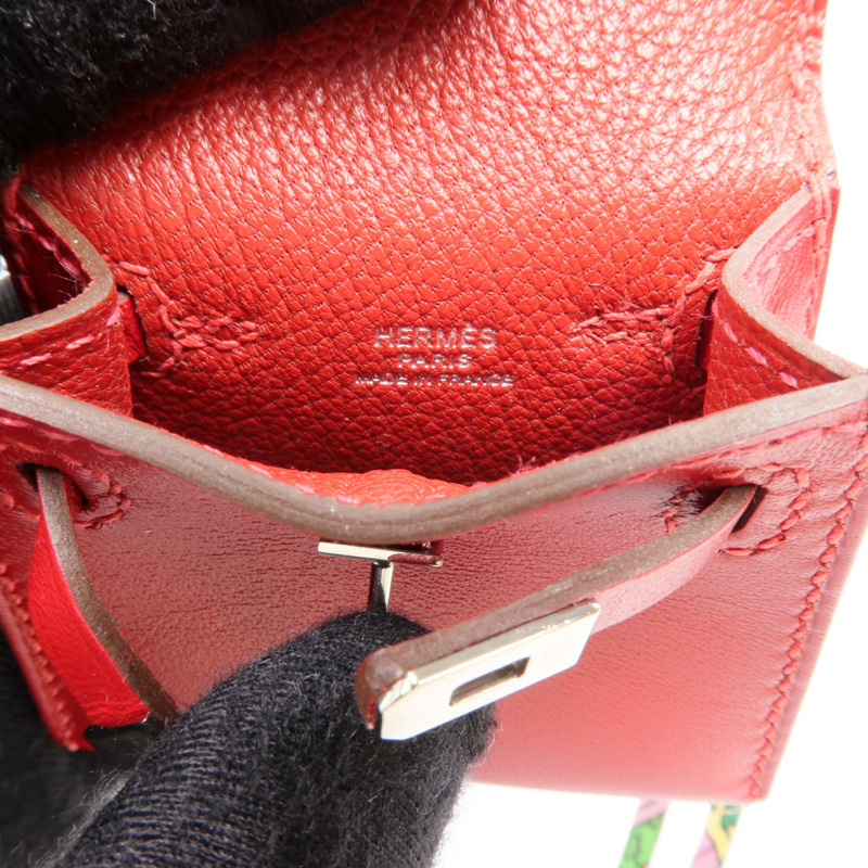 HERMES Tadelakt皮革Kelly Bag Charm 銀扣掛飾-8