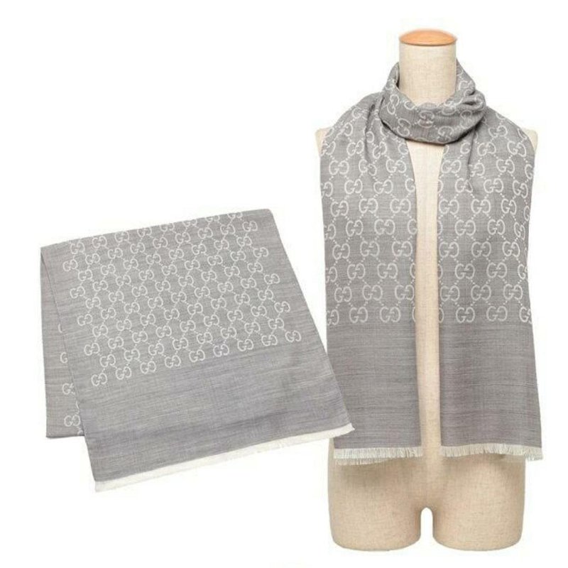 💎Han's house精品服飾💎GUCCI 古馳 圍巾 絲巾 披肩 雙面用 181×46cm-1