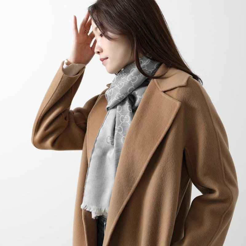 💎Han's house精品服飾💎GUCCI 古馳 圍巾 絲巾 披肩 雙面用 181×46cm-5