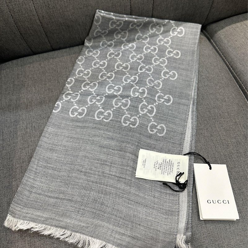 💎Han's house精品服飾💎GUCCI 古馳 圍巾 絲巾 披肩 雙面用 181×46cm-6