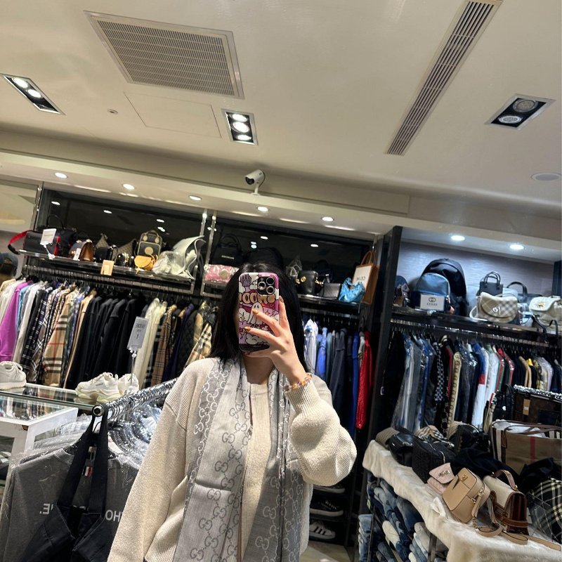 💎Han's house精品服飾💎GUCCI 古馳 圍巾 絲巾 披肩 雙面用 181×46cm-8