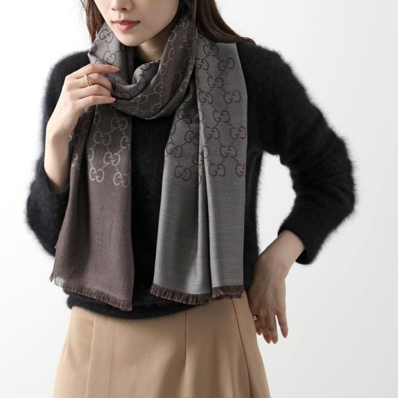 💎Han's house精品服飾💎GUCCI 古馳 圍巾 絲巾 披肩 雙面用 181×46cm-0
