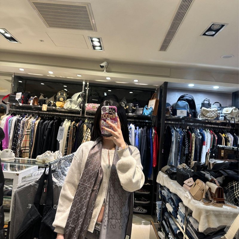 💎Han's house精品服飾💎GUCCI 古馳 圍巾 絲巾 披肩 雙面用 181×46cm-3