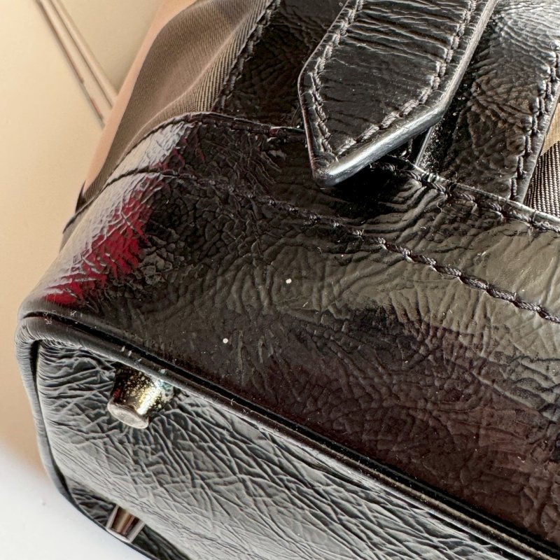 ✨全網最低🎉復古款 BURBERRY 黑色格紋經典手提包-10