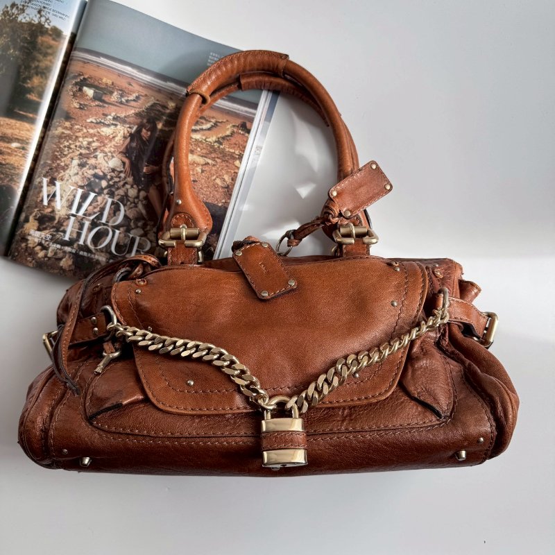 ✨復古款🎉不用一萬 Chloé Paddington 帕丁頓咖色鎖頭肩背包-0