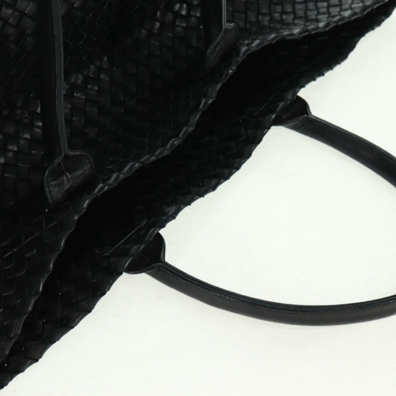 【日本直送】BOTTEGA VENETA INTRECCIATO Cabas MM 手提包，黑色真皮，正品 yk20169V-5