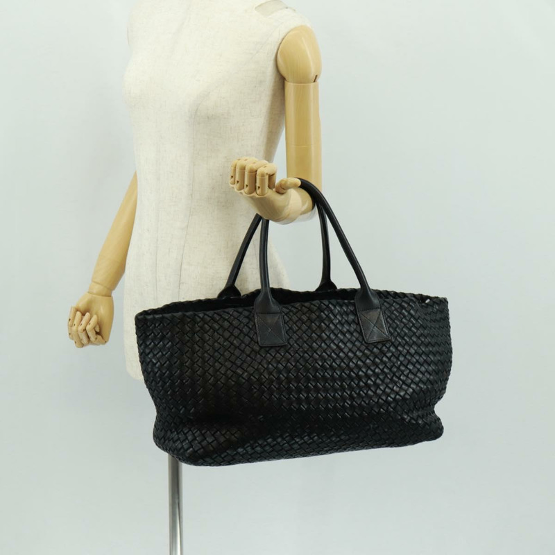 【日本直送】BOTTEGA VENETA INTRECCIATO Cabas MM 手提包，黑色真皮，正品 yk20169V-22