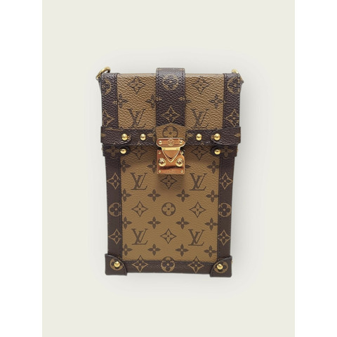 【包稅】LOUIS VUITTON 棕色 Pochette Trunk 垂直斜背包