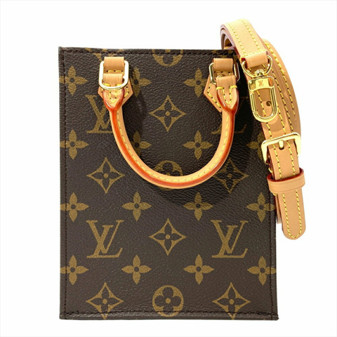 路易威登 Petite Sac Plat 單肩包，Monogram 帆布，M69442，棕色，RFID，女士