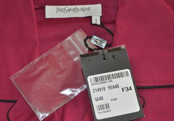 《新歡舊愛》全新正品YSL聖羅蘭 紫紅色 休閒款短版衬衫 S/M可穿-1