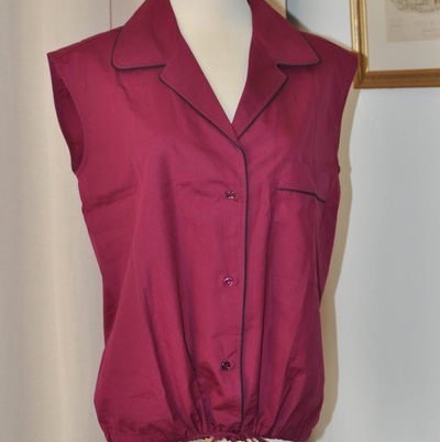 《新歡舊愛》全新正品YSL聖羅蘭 紫紅色 休閒款短版衬衫 S/M可穿-2