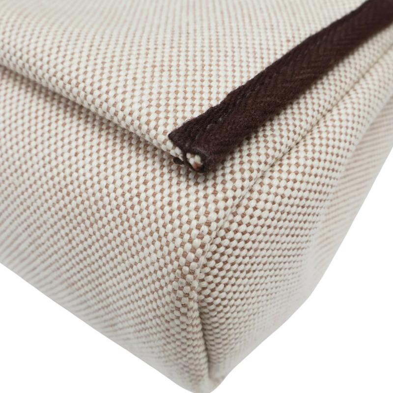 米色帆布 棕色牛皮 Herbag Zip 20 Mini 肩背包 W刻 銀扣【HERMES 愛馬仕】-8