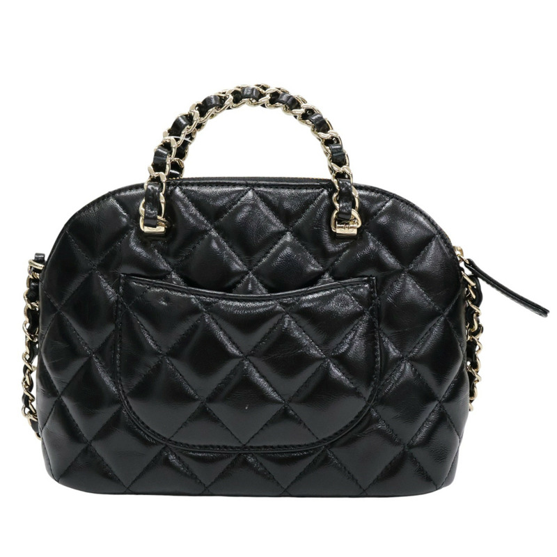 黑色 羊皮 貝殼包 鏈帶肩背包 金釦【CHANEL 香奈兒】 AS5130-2