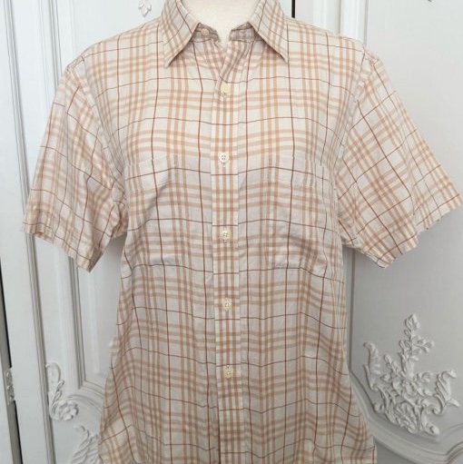 《新歡舊愛》正品Burberry米色格紋短袖男生M適合女生L號-4