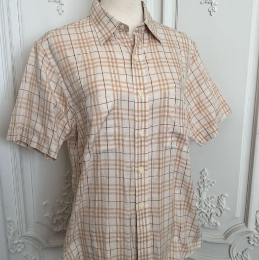 《新歡舊愛》正品Burberry米色格紋短袖男生M適合女生L號-8