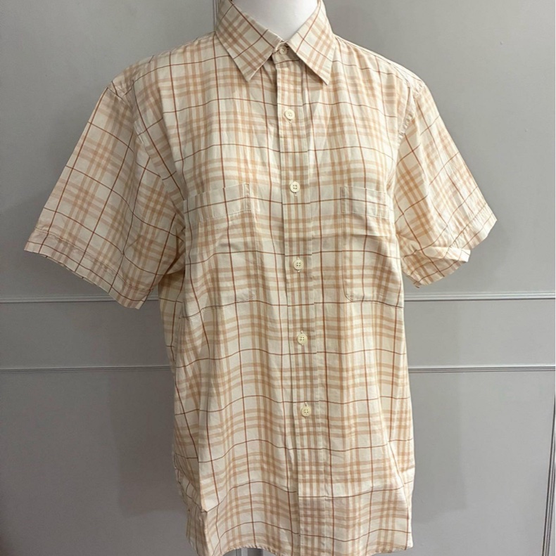 《新歡舊愛》正品Burberry米色格紋短袖男生M適合女生L號-0