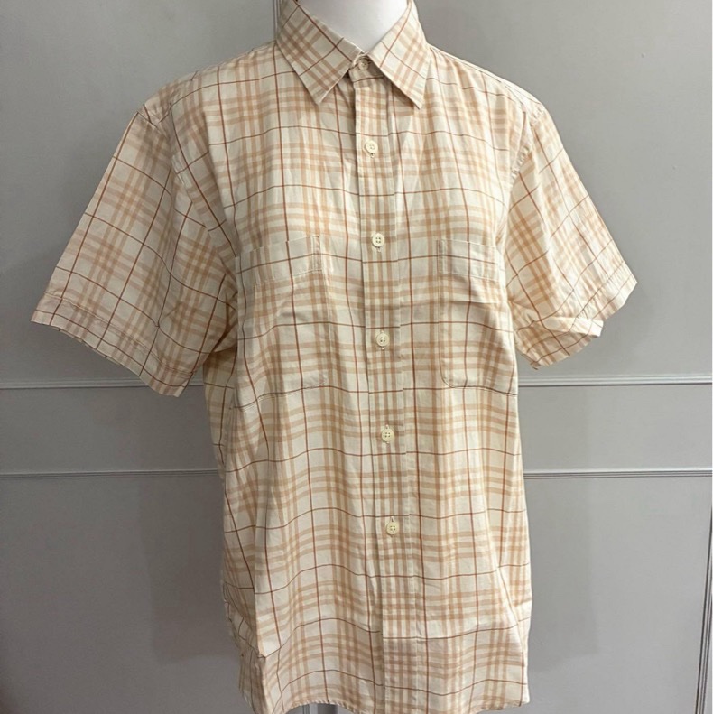 《新歡舊愛》正品Burberry米色格紋短袖男生M適合女生L號-1