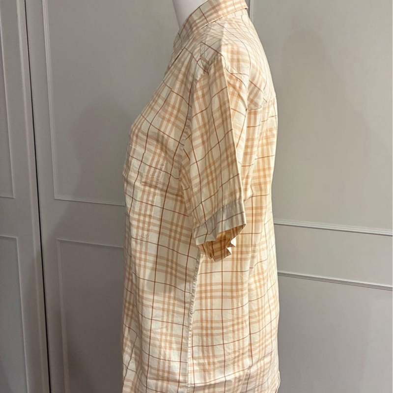 《新歡舊愛》正品Burberry米色格紋短袖男生M適合女生L號-5