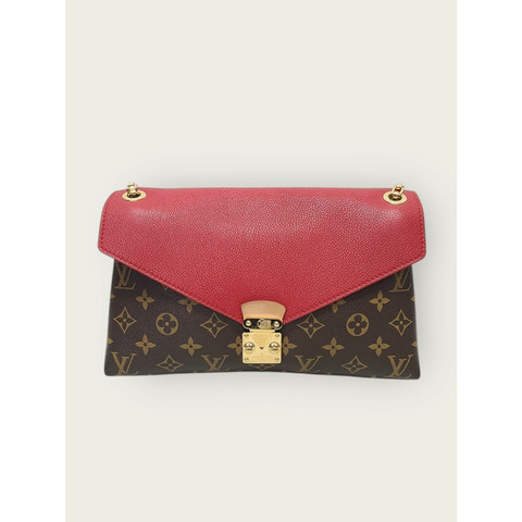 【包稅】LOUIS VUITTON 紅色字母圖案帆布宮殿鏈條單肩包