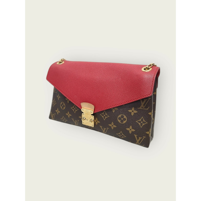 【包稅】LOUIS VUITTON 紅色字母圖案帆布宮殿鏈條單肩包-1