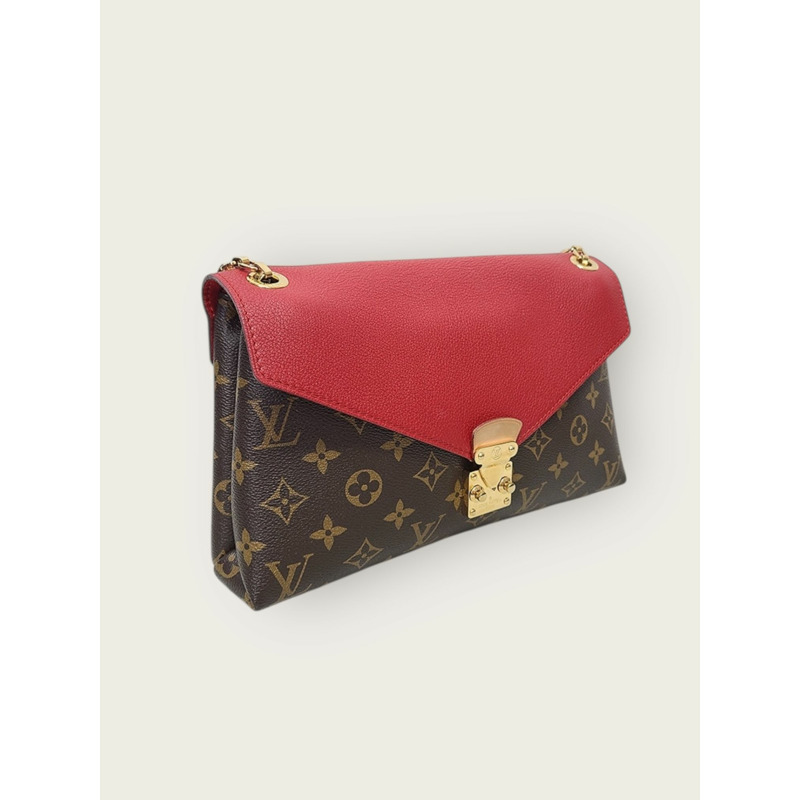 【包稅】LOUIS VUITTON 紅色字母圖案帆布宮殿鏈條單肩包-2