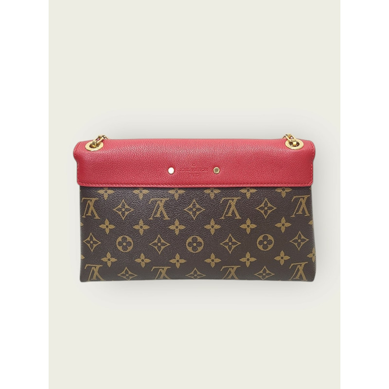 【包稅】LOUIS VUITTON 紅色字母圖案帆布宮殿鏈條單肩包-4