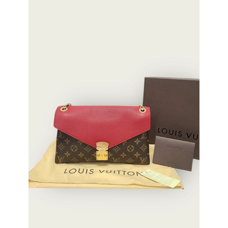 【包稅】LOUIS VUITTON 紅色字母圖案帆布宮殿鏈條單肩包-6