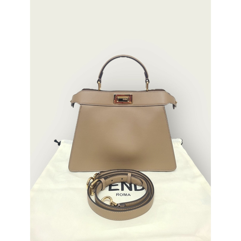 【包稅】FENDI Peekaboo 2023款小號菸草色單肩包-6