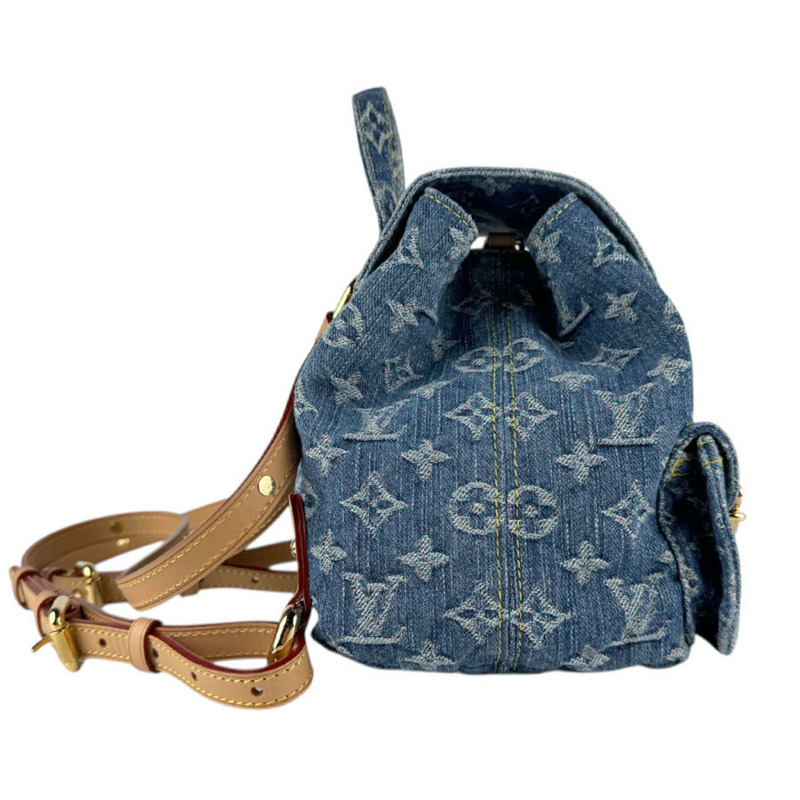 路易威登 Venice Monogram 牛仔布雙肩包，藍色和金色，女士，M46836 z8247-1