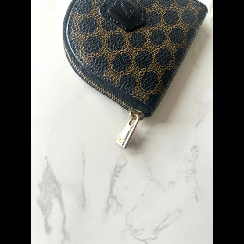 【LA LUNE】古董包 Celine黑色老花半月小錢包 零錢包 收納包 中古包 二手包-7