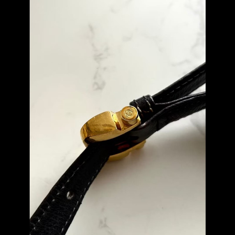 【LA LUNE】絕版古董包 Loewe黑金色馬鞍側背包 斜背包 皮革包 單肩包 中古包-6