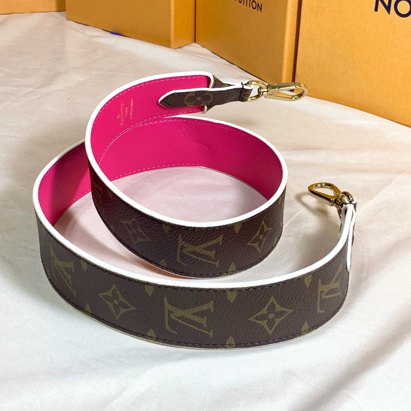 ‼️全台最甜 近新閒置LV 路易威登 Louis Vuitton 老花桃紅雙面用寬背帶/肩帶-2