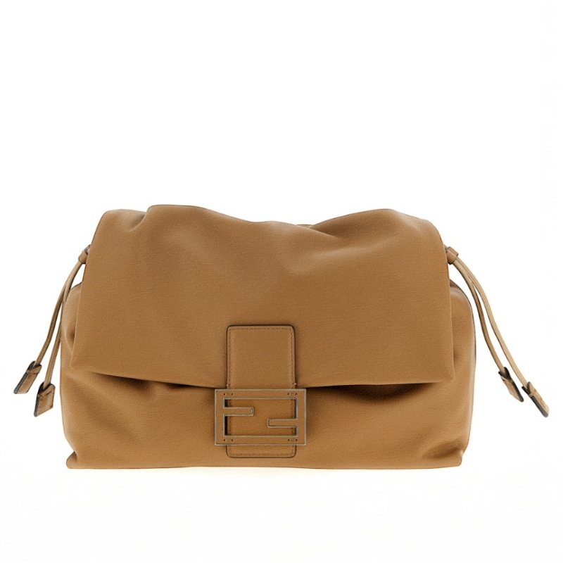 🎊新年特賣🧧Fendi 8BR834 大款納帕軟皮 Mamma Baguette 貝貴包 奶茶色-6