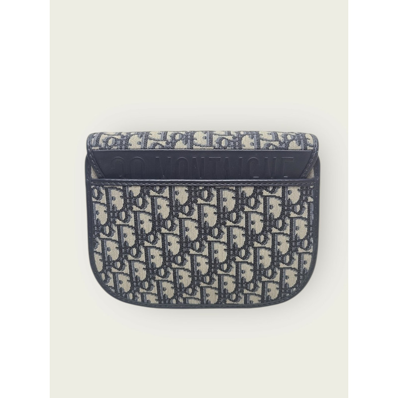 【包稅】DIOR 藍色斜紋提花 BOBBY 中型包-4