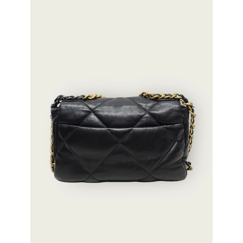 【包稅】CHANEL 黑色羊皮 19 翻蓋包,中型內裡-4