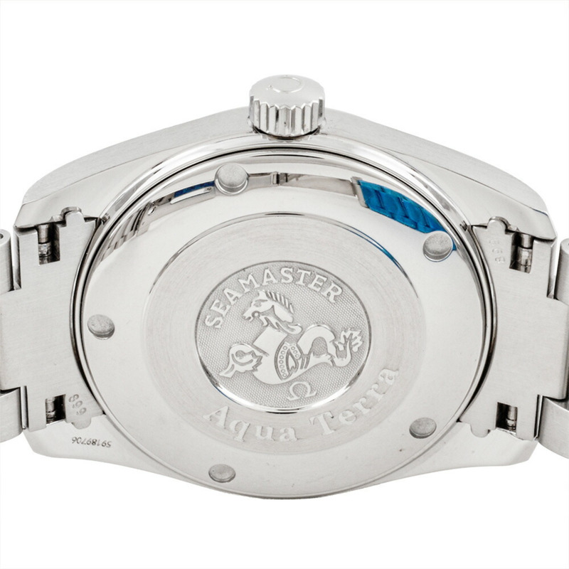 歐米茄海馬系列Aqua Terra男士石英腕錶,銀色錶盤,不鏽鋼錶殼,型號2518.30,日期顯示。-4