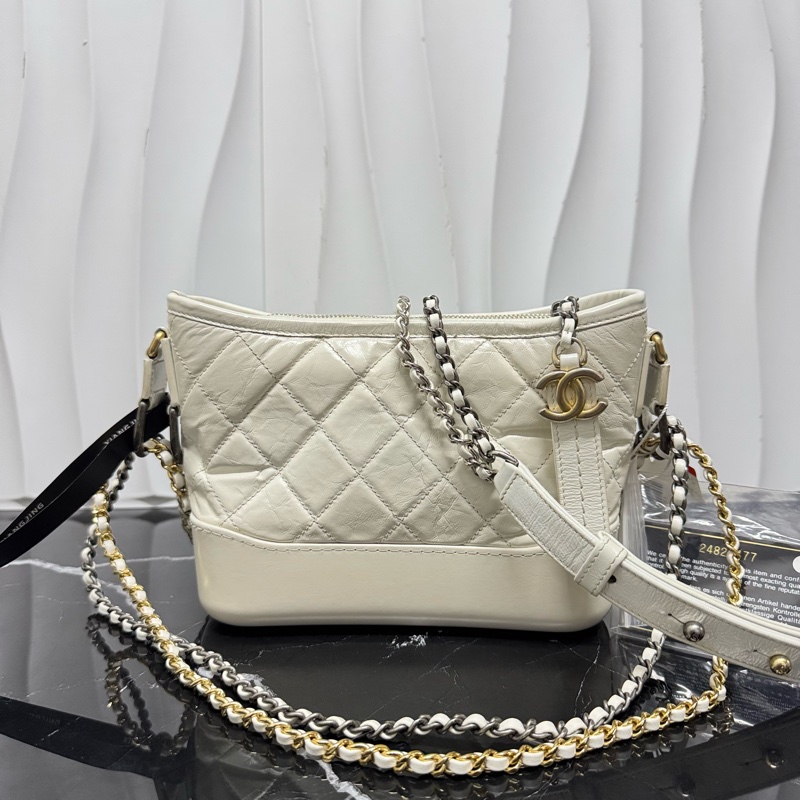 Chanel 香奈兒 白色 油蠟皮小號流浪單肩包-0