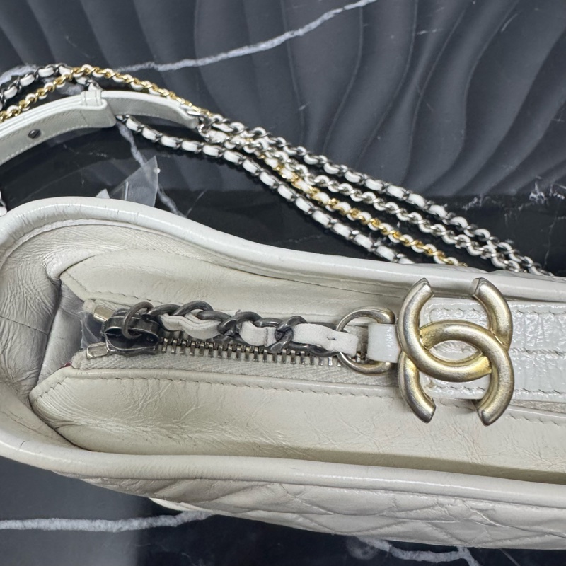 Chanel 香奈兒 白色 油蠟皮小號流浪單肩包-4